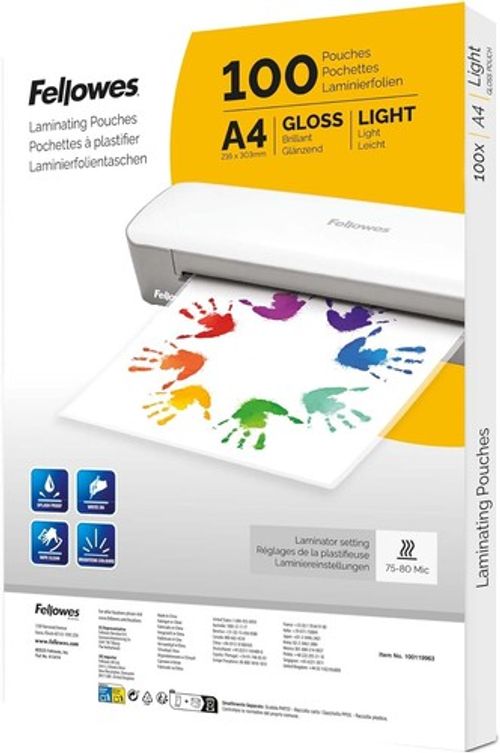 A4 Laminating Pouches 100 Pack – Gloss Finish Laminator Sheets for Documents