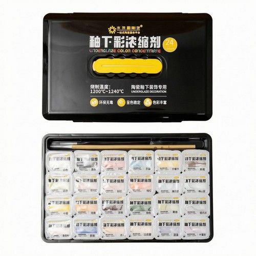 Underglaze Paint Set with Brush Layerable Ceramic Color Kit with Carrying Case