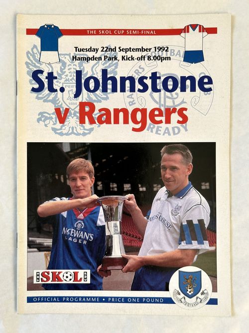 St. Johnstone v Rangers - League Cup Semi Final - 22nd September 1992 — image 1