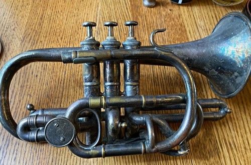 Rare Antique Victorian George Butler Haymarket London Circular Cornet Brass Horn