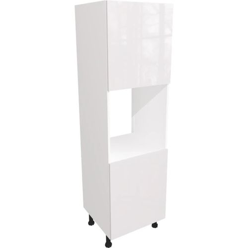 Fully Assembled 600mm Plain Slab Gloss White Larder Single Kitchen Oven Unit — image 1