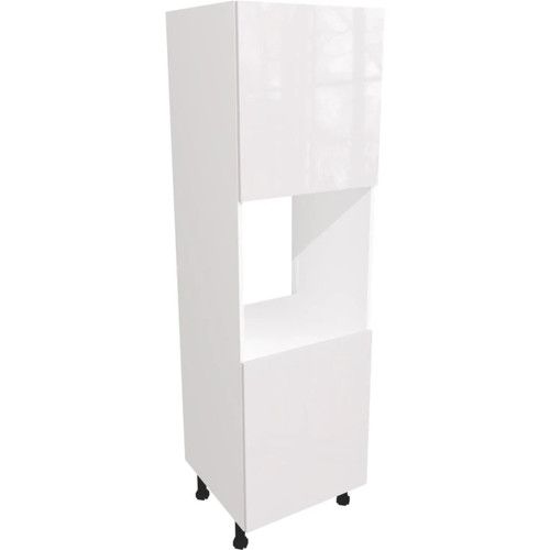 Fully Assembled 600mm Plain Slab Gloss White Larder Single Kitchen Oven Unit
