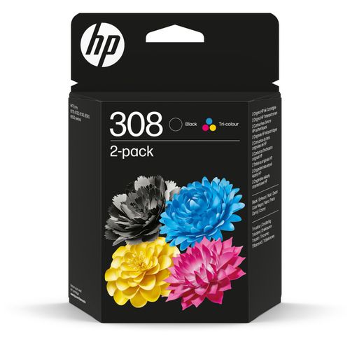 HP 308 2-Pack Black/Tri-color Original Ink Cartridge - 6L6S6UE — image 1