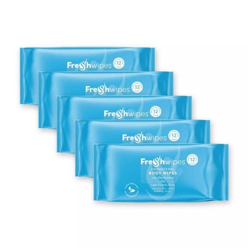 FreshWipes Body Wipes 5 Pack Bundle - Biodegradable Wipes Large Bed Bath Wipes