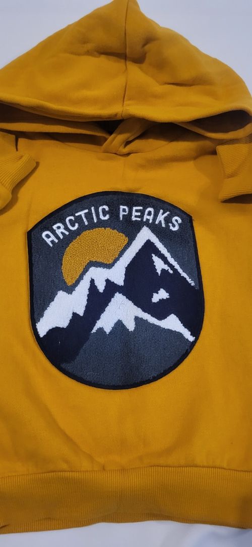 H&M Yellow Hooded Fleece Pullover  Hoodie 3&4Months Arctic Peaks Logo — image 2