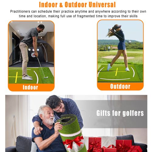 Golf Mat with Dual Turf Golf Hitting Mat with Standing Guide-Line & Swing Path — image 11