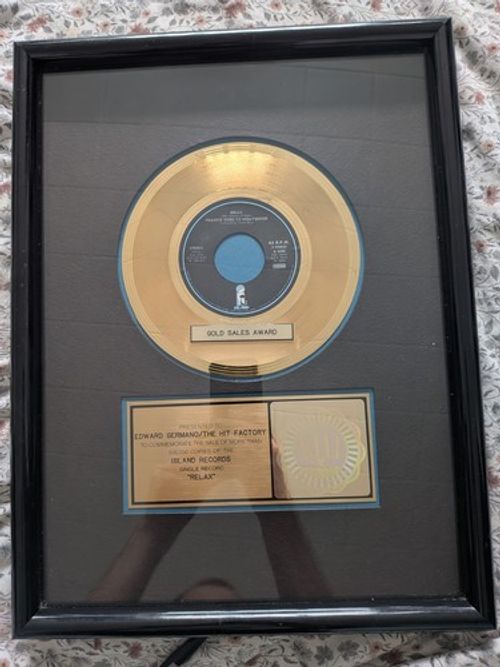 Frankie Goes.. OFFICIAL RIAA  7" GOLD DISC Presented To Ed Germano  W/COA