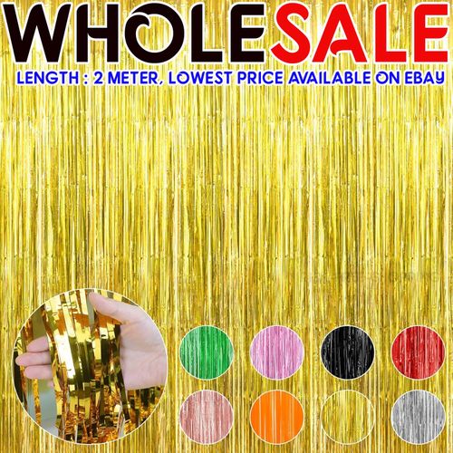 2M-3M FOIL FRINGE TINSEL SHIMMER CURTAIN DOOR WEDDING BIRTHDAY PARTY DECORATIONS — image 1