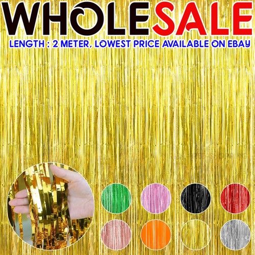 2M-3M FOIL FRINGE TINSEL SHIMMER CURTAIN DOOR WEDDING BIRTHDAY PARTY DECORATIONS