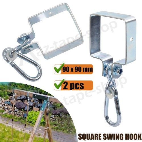 Set of 2 Swing Hooks Clamps with Carabiner For Square Edge Wood 9 x 9 cm 200KG