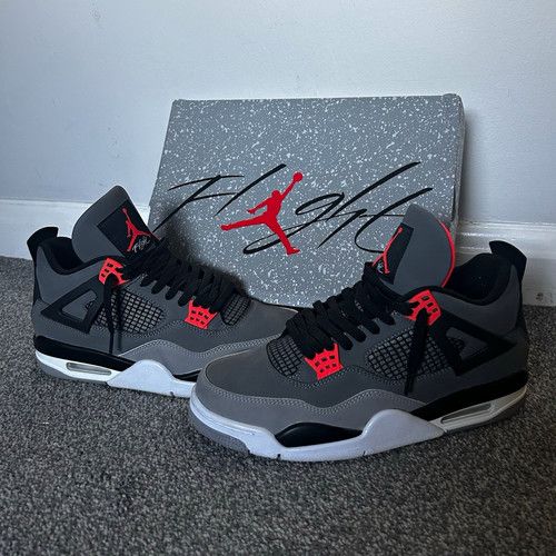 Jordan Air Jordan 4 Retro Dark Grey Infrared 23 Black Red Men's 10.5