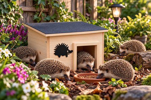 Wooden Hedgehog House 2 Chambers Rainproof Hibernation Shelter Predator Proof