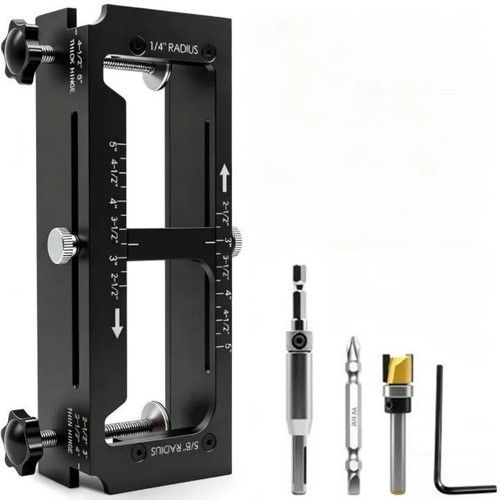Door Hinge Jig, Aluminum Alloy Door Hinge Template Kit for Router, Adjustable