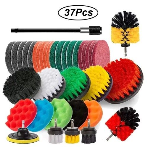 3 Drill Attachment Cleaning Brush Set Power Scrub Home Car Tile Bathroom Yellow