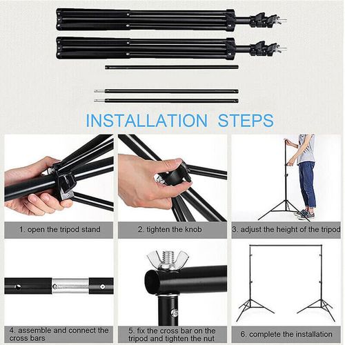 Adjustable Photography Background Support Stand Photo Backdrop Crossbar Kit — image 2