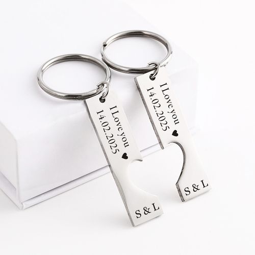 Personalised Engraved Keyrings 2pcs Couple Keychain Unique Love Gift for Her Him — image 3