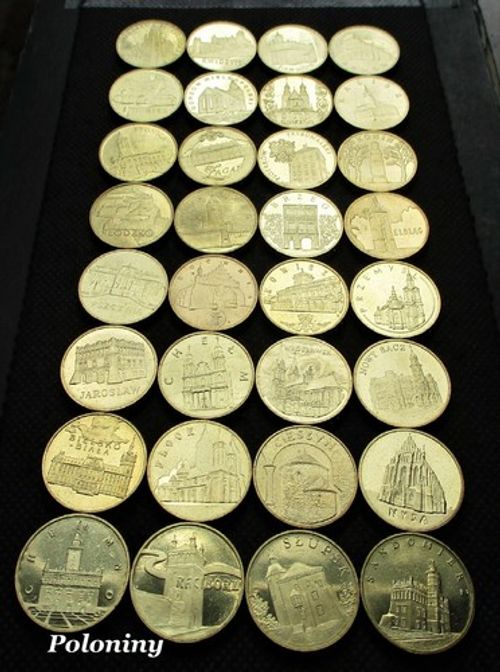 COMPLETE SET OF 32 COMMEMORATIVE COINS OF POLAND -POLISH HISTORICAL CITIES (UNC)