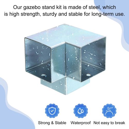 3-Way Gazebo Brackets Kit, Angle Bracket for 2" x 2" Lumber (4 Pack) — image 4