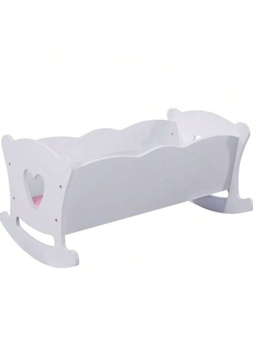 Large Dolls Wooden Rocking Cradle Cot Bed Crib w/Bedding Doll Furniture XMAS Gft