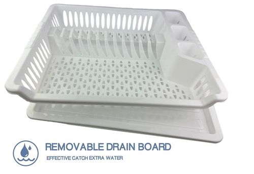 Kitchen Dish Drainer Plate Drying Rack with Drip Tray Cup Cutlery Utensil Holder — image 6