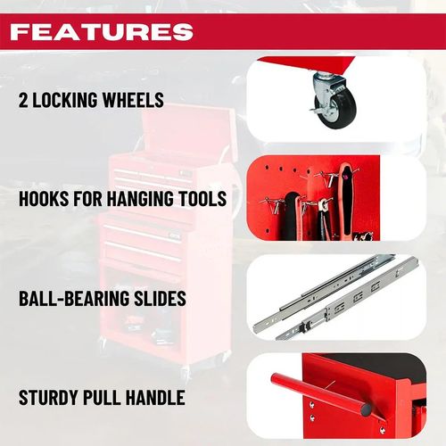 Excel Roller Tool Chest Cabinet 8 Drawers Storage Toolbox Cabinet Mechanics Red — image 5