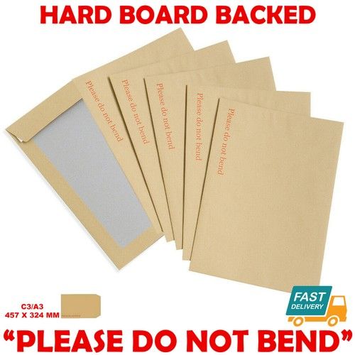 HARD CARD BOARD BACK BACKED 'PLEASE DO NOT BEND' ENVELOPES MANILLA BROWN