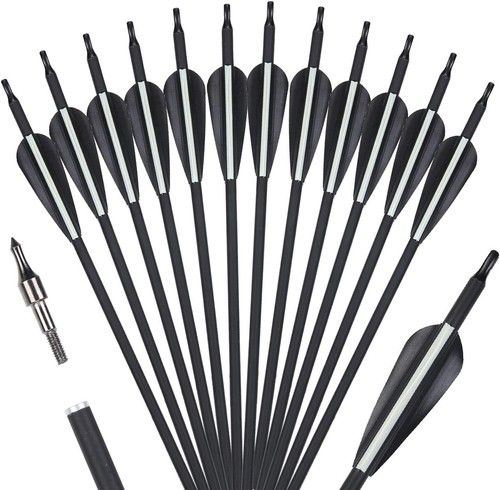 12X 30"Carbon Arrows Quiver Archery Compound Recurve Bow Hunting Target Paper