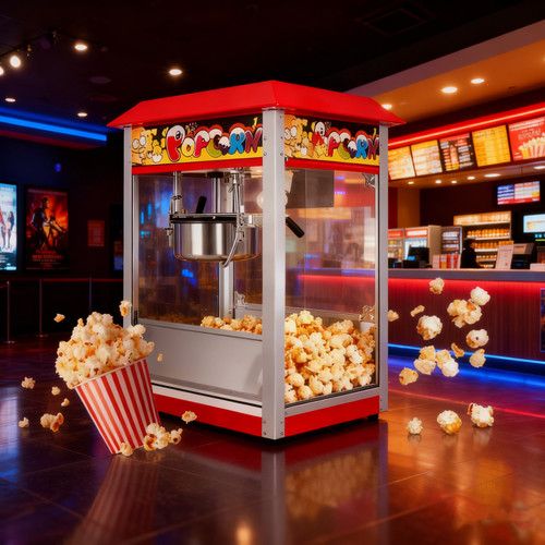 Large Capacity Retro Popcorn Machine Hot Air Electric Healthy Snack Maker 1500W