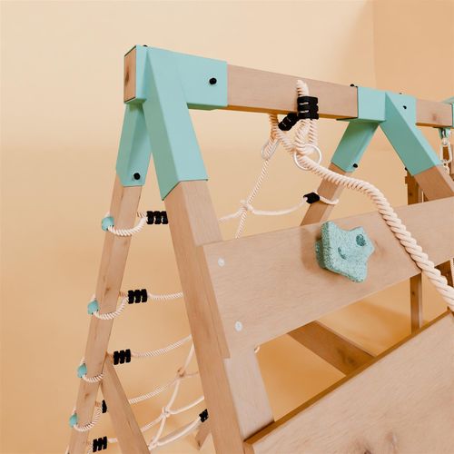 Double Wooden Swing Set With Climbing Wall - Boulder Brook I Waltons — image 4