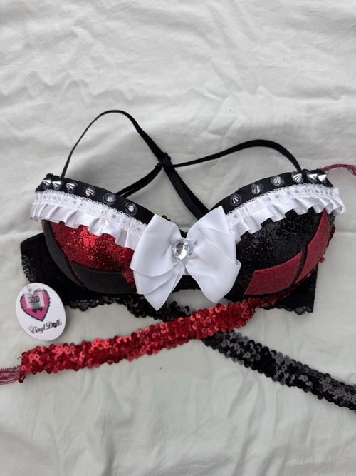 Rhinestone Vicky Ross bikini set with free Vinyl Dolls Harley Quinn costume set  — image 14