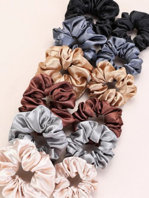 Silk Hair Scrunchies for Women & Girls – Soft Elastic Hair Bands (Pack of 12). — image 3
