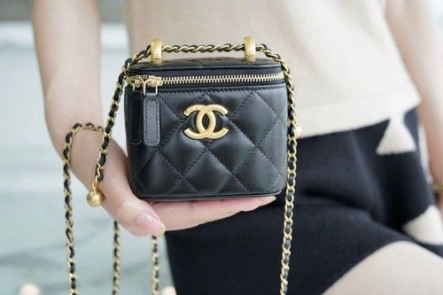 CHANEL Beauty GWP Black Gold Ball Mini Box Crossbody Bag w/ Zip