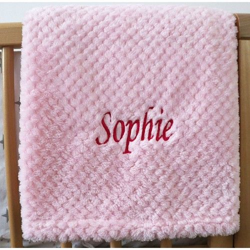 PERSONALISED BABY WAFFLE BLANKET PINK SOFT NEWBORN CHRISTENING SHOWER GIFT