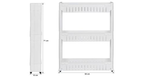 Slide Out Storage Tower Folding 3 Tier Rolling Castor Kitchen Trolley Spice Rack — image 11