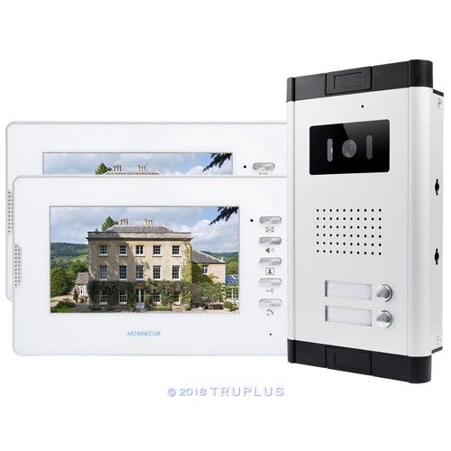 HOMSECUR 7inch 2-Apartment Door Entry Intercom with HD Video and IR Night Vision