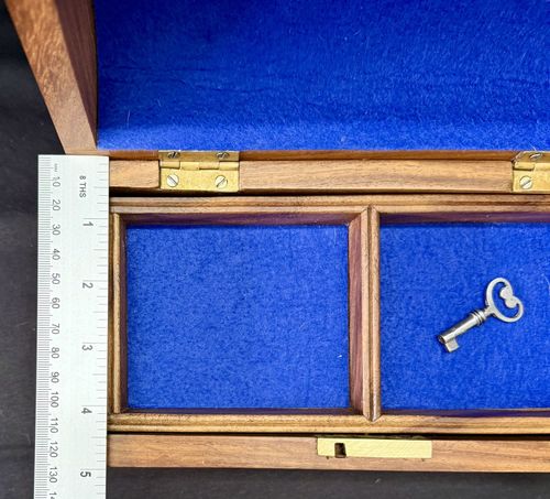 Antique Rosewood Domed Dresser Box, Brass Foliate Inlay, Jewellery Box, with Key — image 16