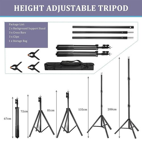 Adjustable Photography Background Support Stand Photo Backdrop Crossbar Kit — image 5