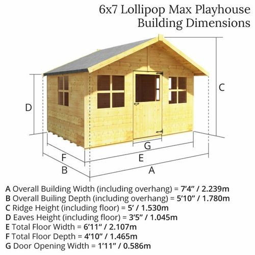 Children Wooden Playhouse 6x7 Outdoor Garden Kids Wendy House Toys Play Games — image 5