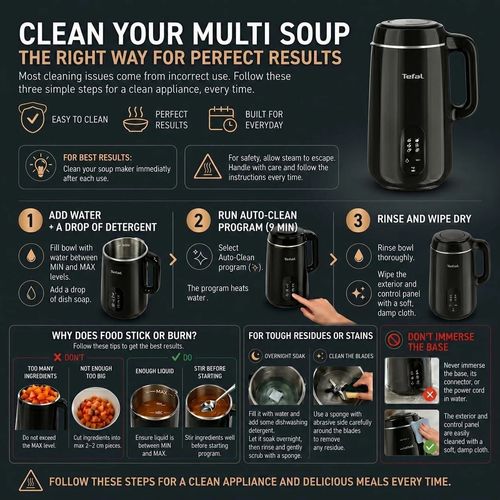 Tefal MultiSoup Soup Maker, 1L, 6 Programs, Smooth or Chunky, Black — image 5