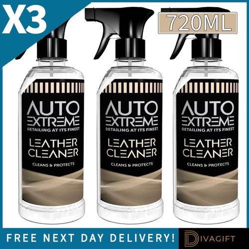 3 x LEATHER CLEANER SPRAY 720ML FOR CLEANING RESTORES AUTO CAR SOFA UPHOLSTERY — image 1