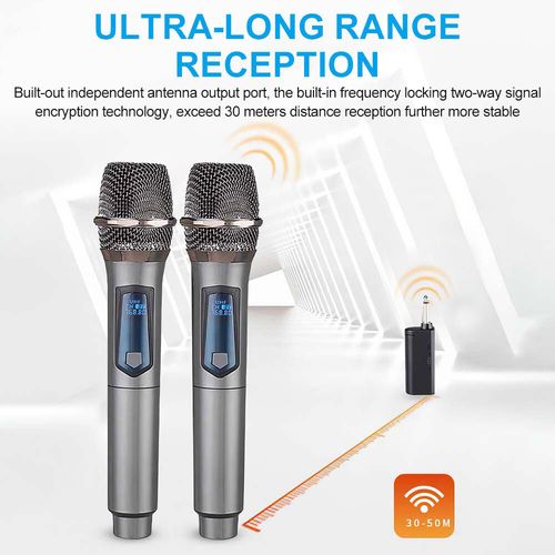 2x Wireless Microphone UHF Rechargeable Handheld Mic System Receiver Cordless — image 8
