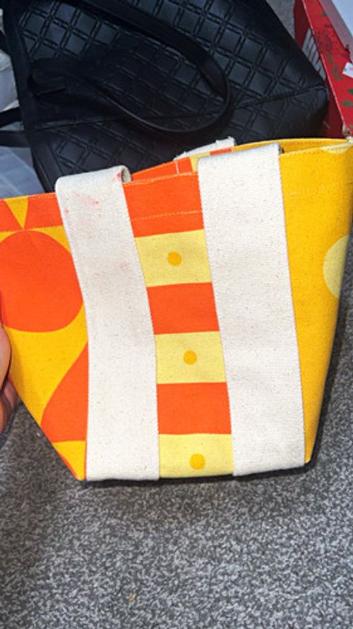 Sol de Janeiro Canvas Make-Up Bag Pouch Yellow/Orange/Cream Polka Dot