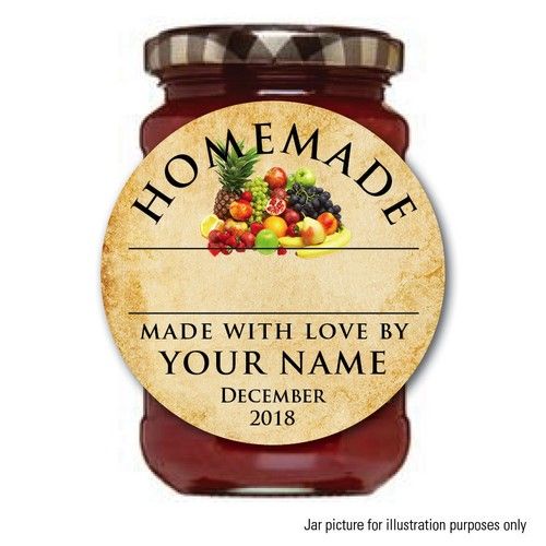 PERSONALISED JAM POT LID JAR LABEL STICKER HOMEMADE PRESERVE CONSERVE CHUTNEY 17