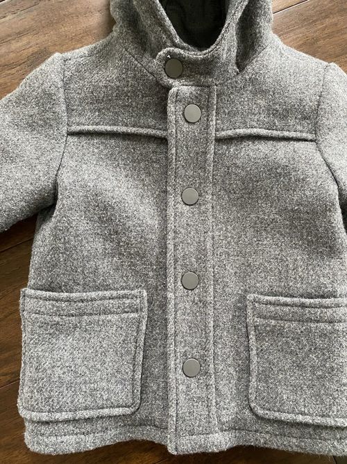 Zara Baby Boy Hooded Wool Blend Coat Pockets Gray Boys 18-24M — image 6
