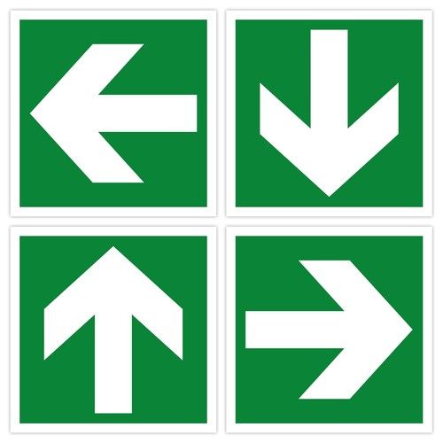 4 x directional arrow orientation sign rescue route escape route emergency route sign arrow