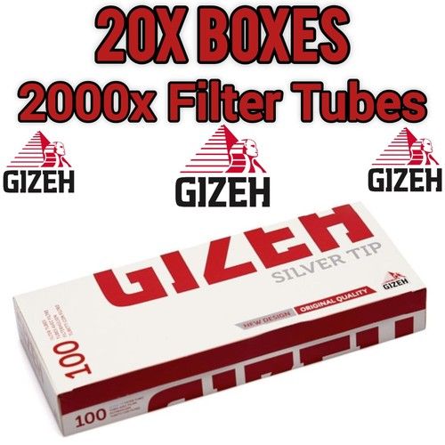 20x Gizeh Filter Tubes Silver Tip Papers (2000x) Smoking Cigarette Free Delivery