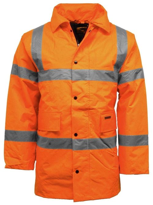 Men's Hi Vis Waterproof Safety Work Jacket Coat 100% Polyester Reflective Parka — image 1