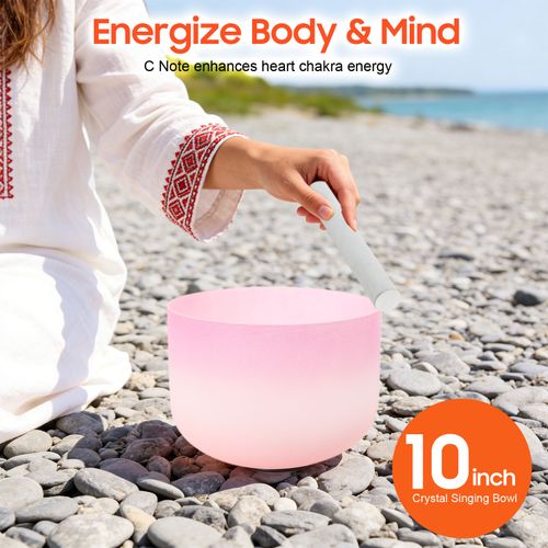 10" Crystal Singing Bowl C Chakra Healing Bowl with Mallet for Meditation — image 3