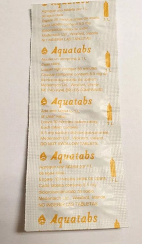 AQUATABS WATER PURIFICATION TABLETS 8.5mg 167mg NaDCC SURVIVAL Hiking Travel