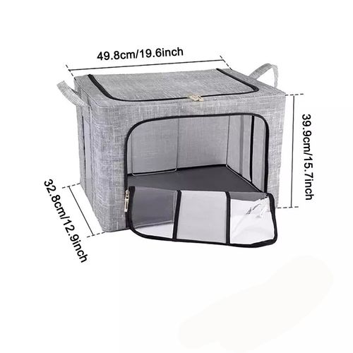 3PCS 66L Folding Storage Box Thick Fabric Steel Frame Wardrobe Organizer Holder — image 3